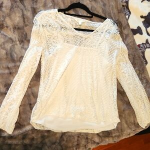 Medium Adiva white lace long sleeve shirt